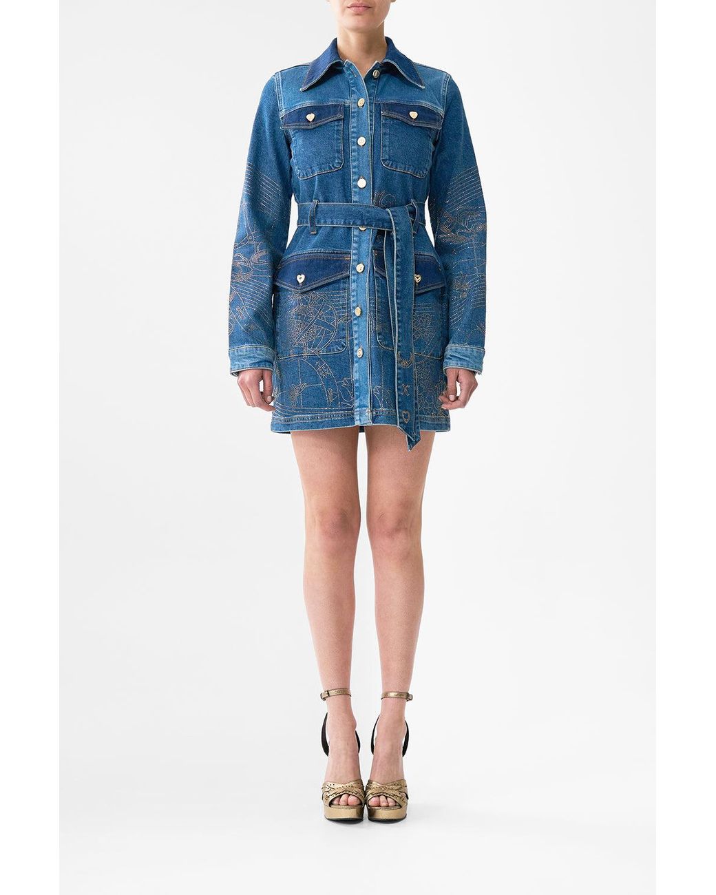 Camilla Blue Jenna Zodiac Zone Belted Mini Dress