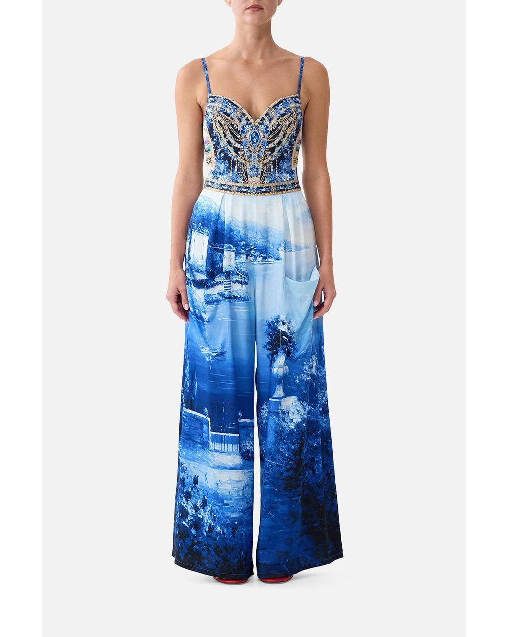Camilla Blue Wide Leg Trouser With Front Pockets Sweet Sacré Bleu