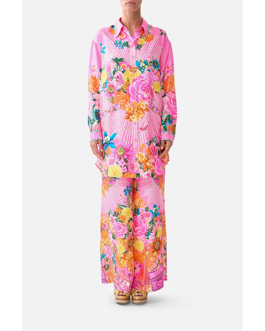 Camilla Pink Shirt Tunic With Pockets Illustration Nation