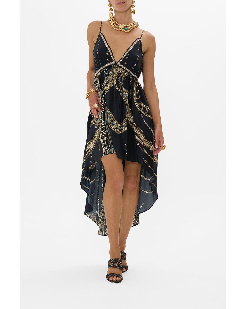 Camilla Black Strappy High Low Dress With Pockets Call Me Cleopatra