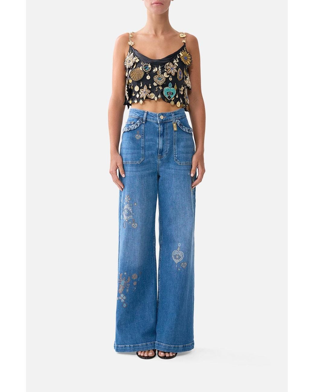Camilla Blue Bias Crop Cami Amulets And Alchemy