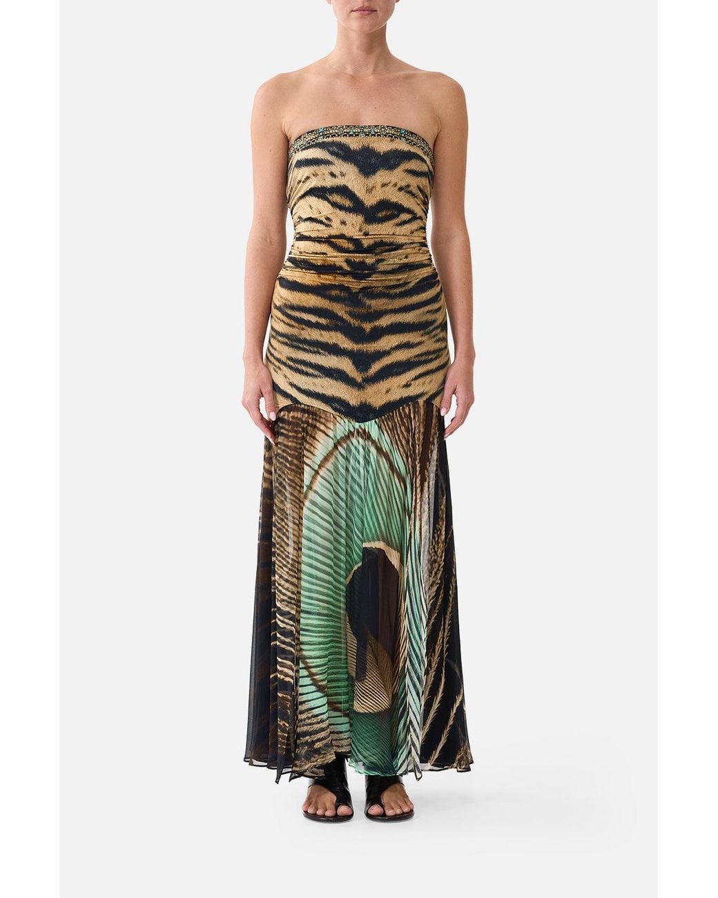 Camilla Green Strapless Jersey Dress With Silk Panel A Wink To The Wild