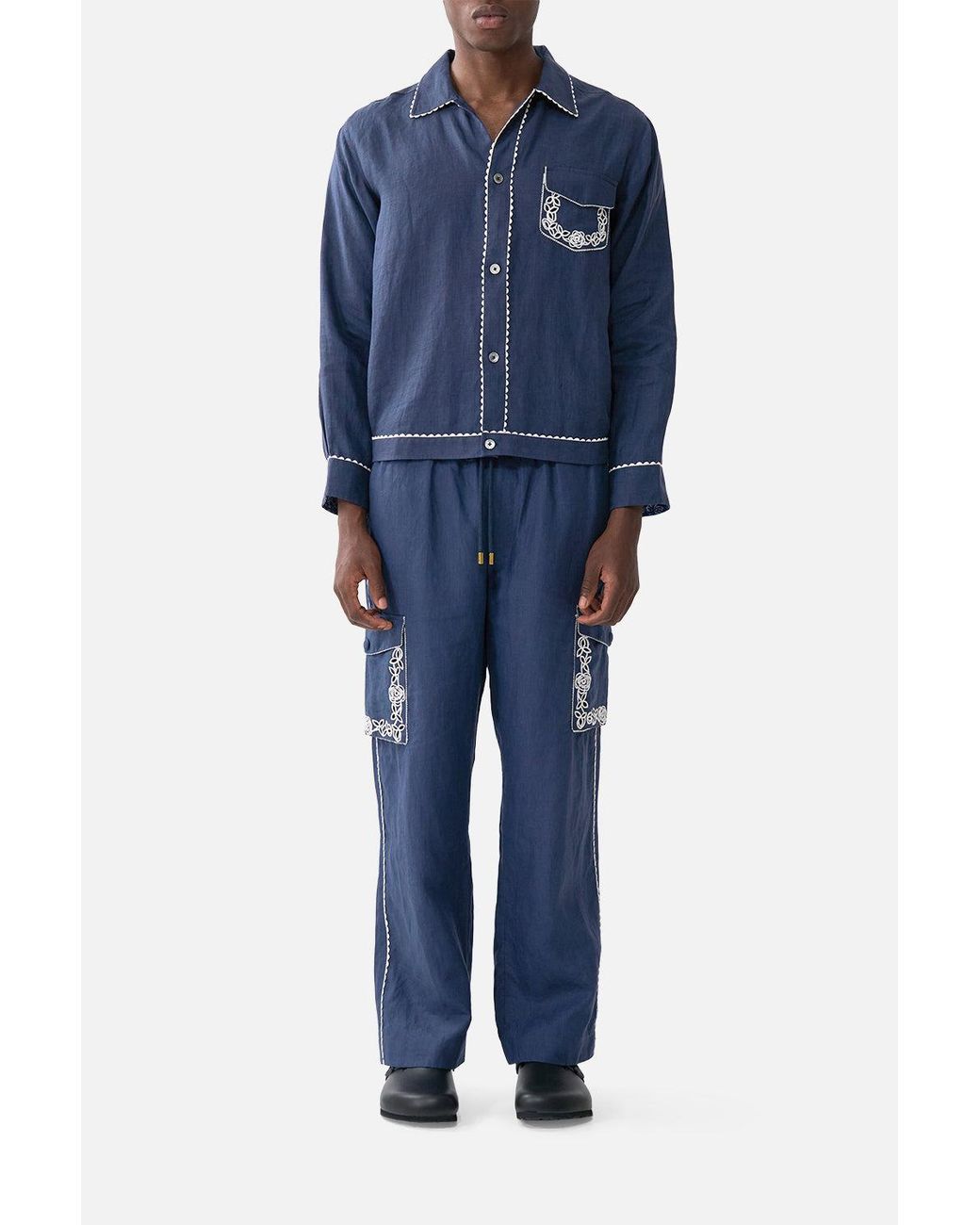 Camilla Blue Cargo Pant With Elastic Waist A Tiled Wonderland for men