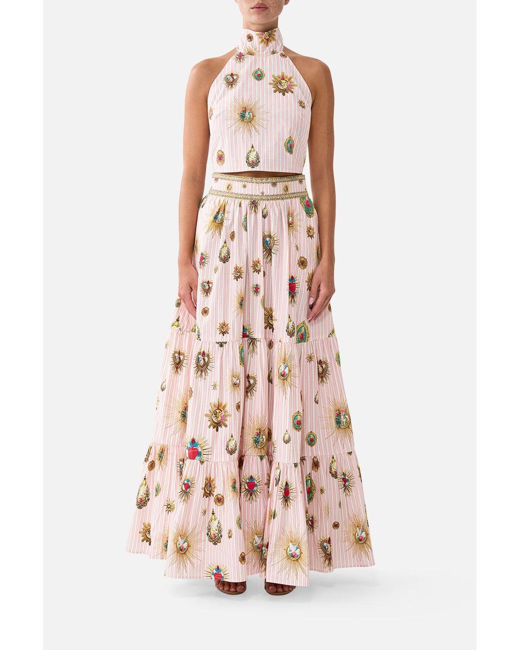 Camilla Pink High Waisted Tiered Skirt Painted Prayers
