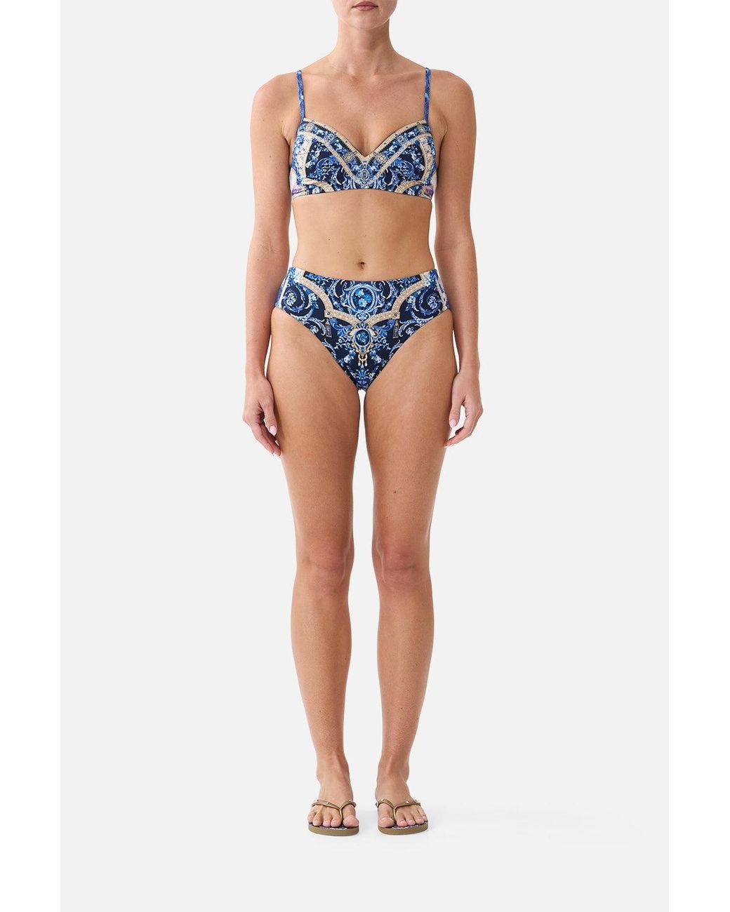 Camilla Blue Sweetheart Neck Underwire Moulded Bikini Top Sweet Sacré Bleu