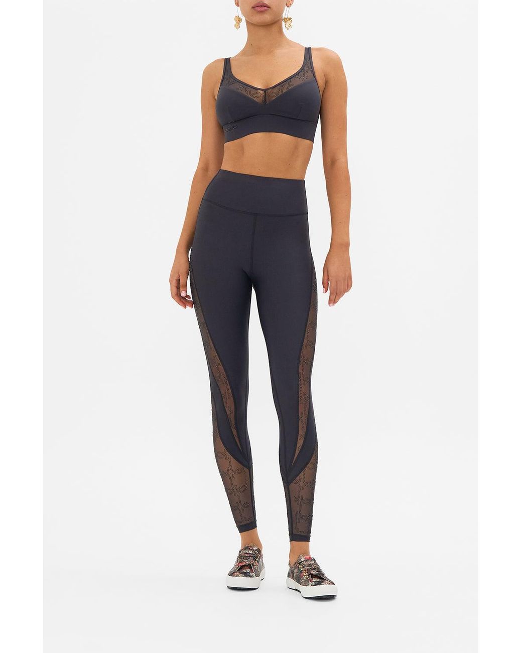 Camilla Blue Mesh Insert Crop Solid