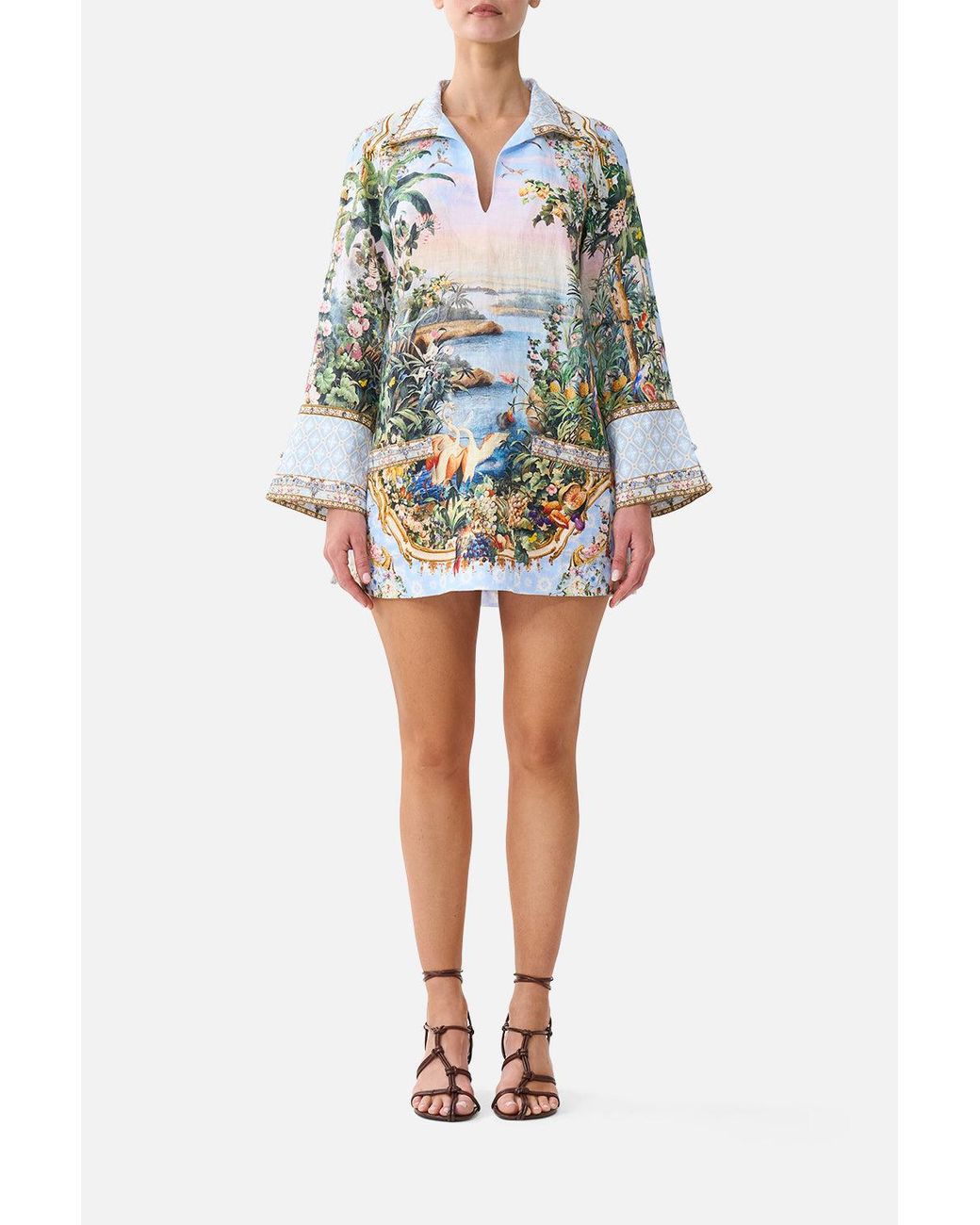 Camilla Blue Long Sleeve Tunic Dress Sisi Society