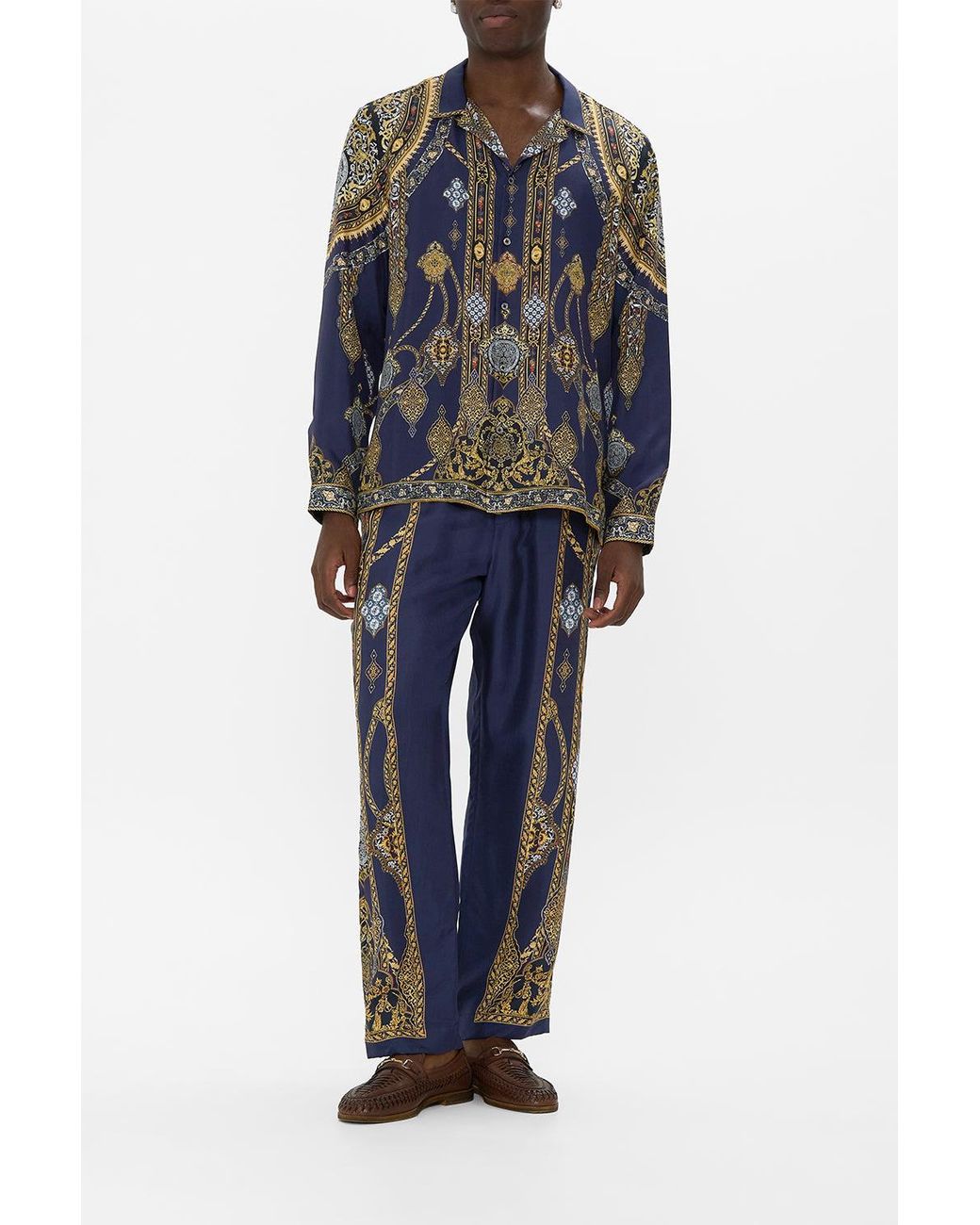Camilla Blue Long Sleeve Camp Collared Shirt The Imperial Gate for men