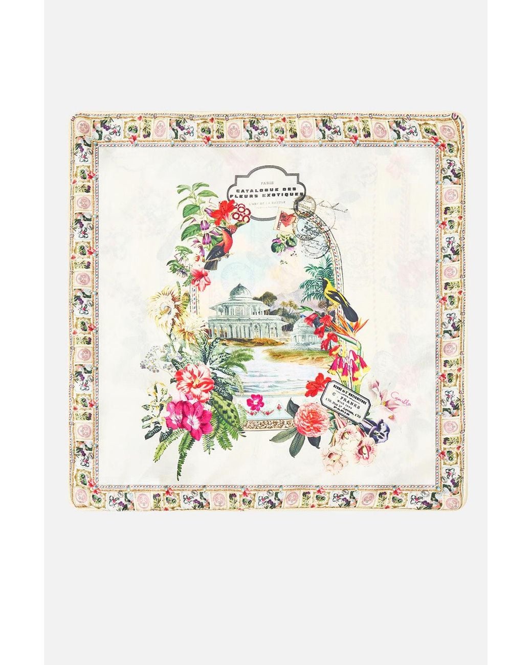 Camilla White Small Square Cushion La Belle Botanique
