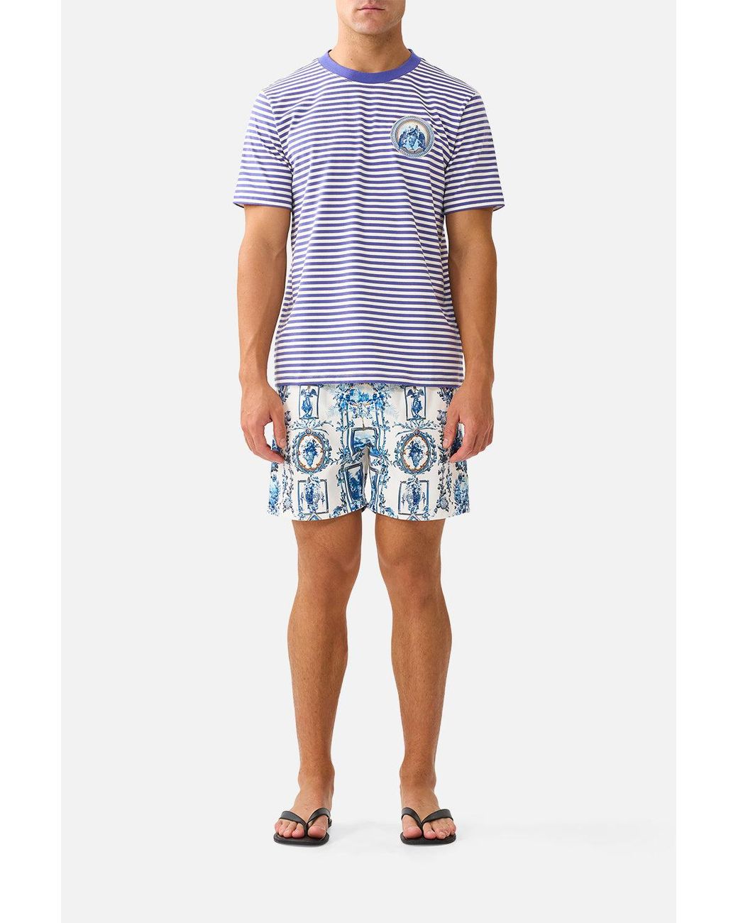 Camilla Blue Relaxed Heavyweight Crew Neck Tee The Porcelain Parlour for men