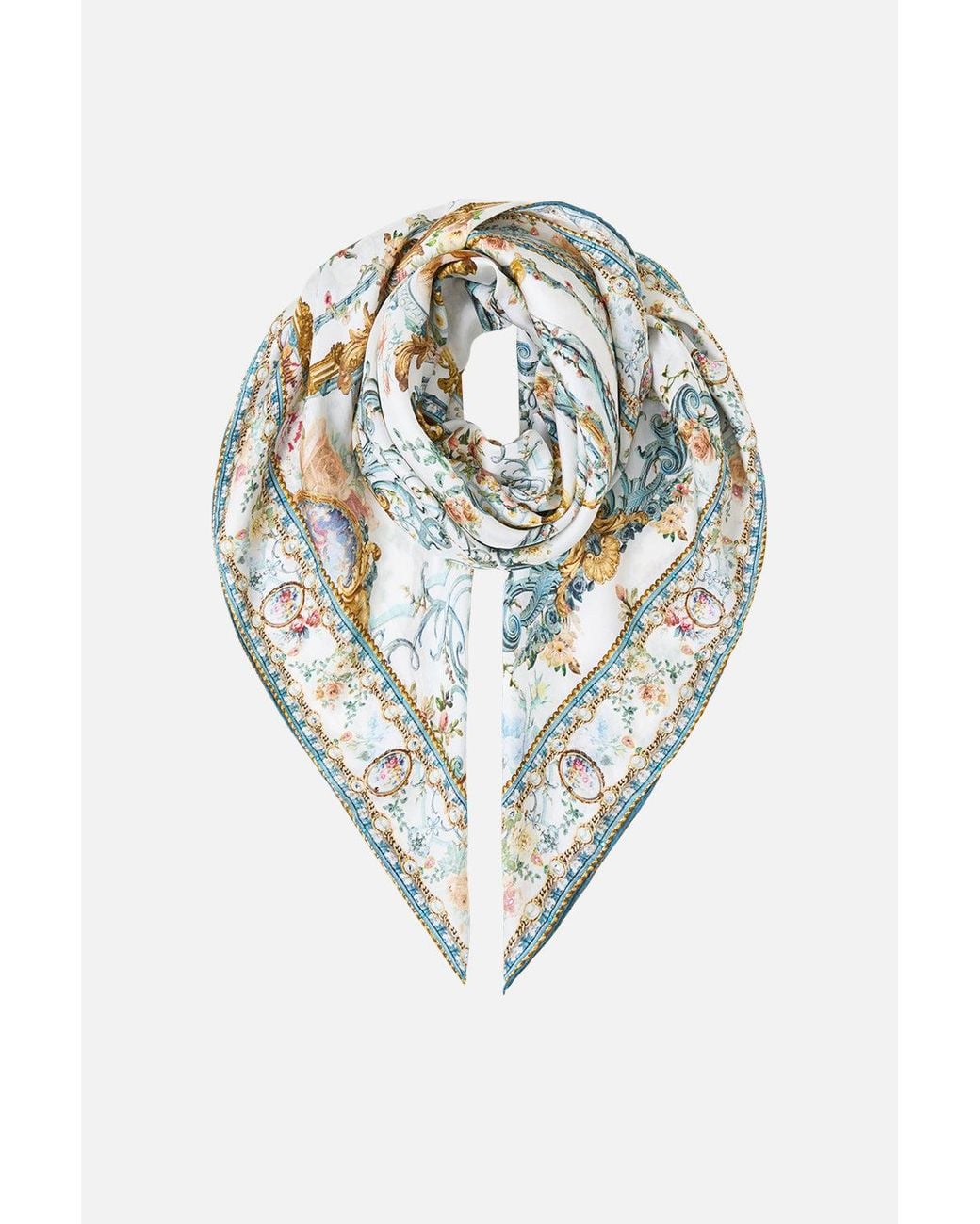 Camilla White Large Crystalled Silk Square Scarf Ballad Of The Bibliothèque