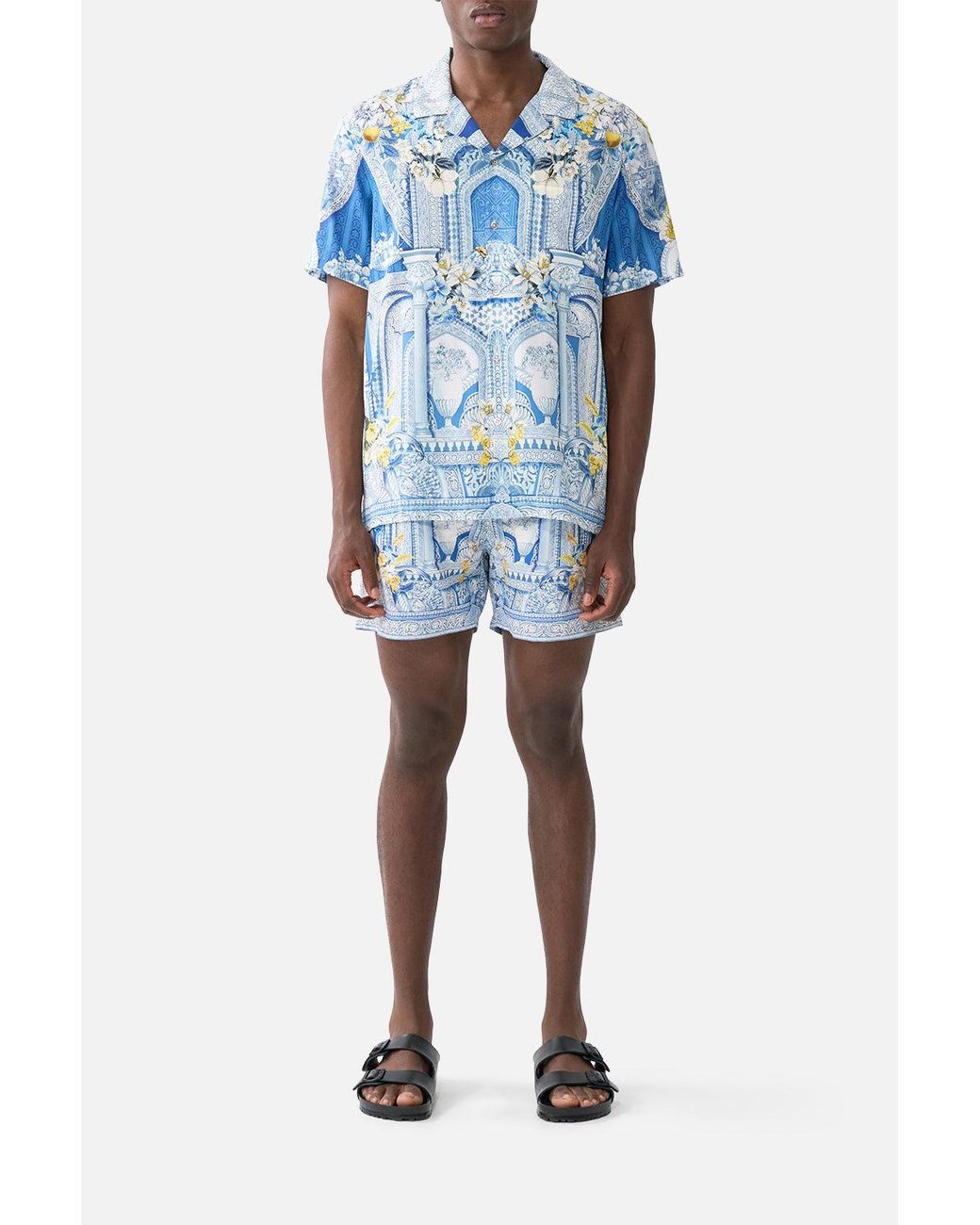 Camilla Blue Short Sleeve Camp Collared Shirt De Nada Granada for men