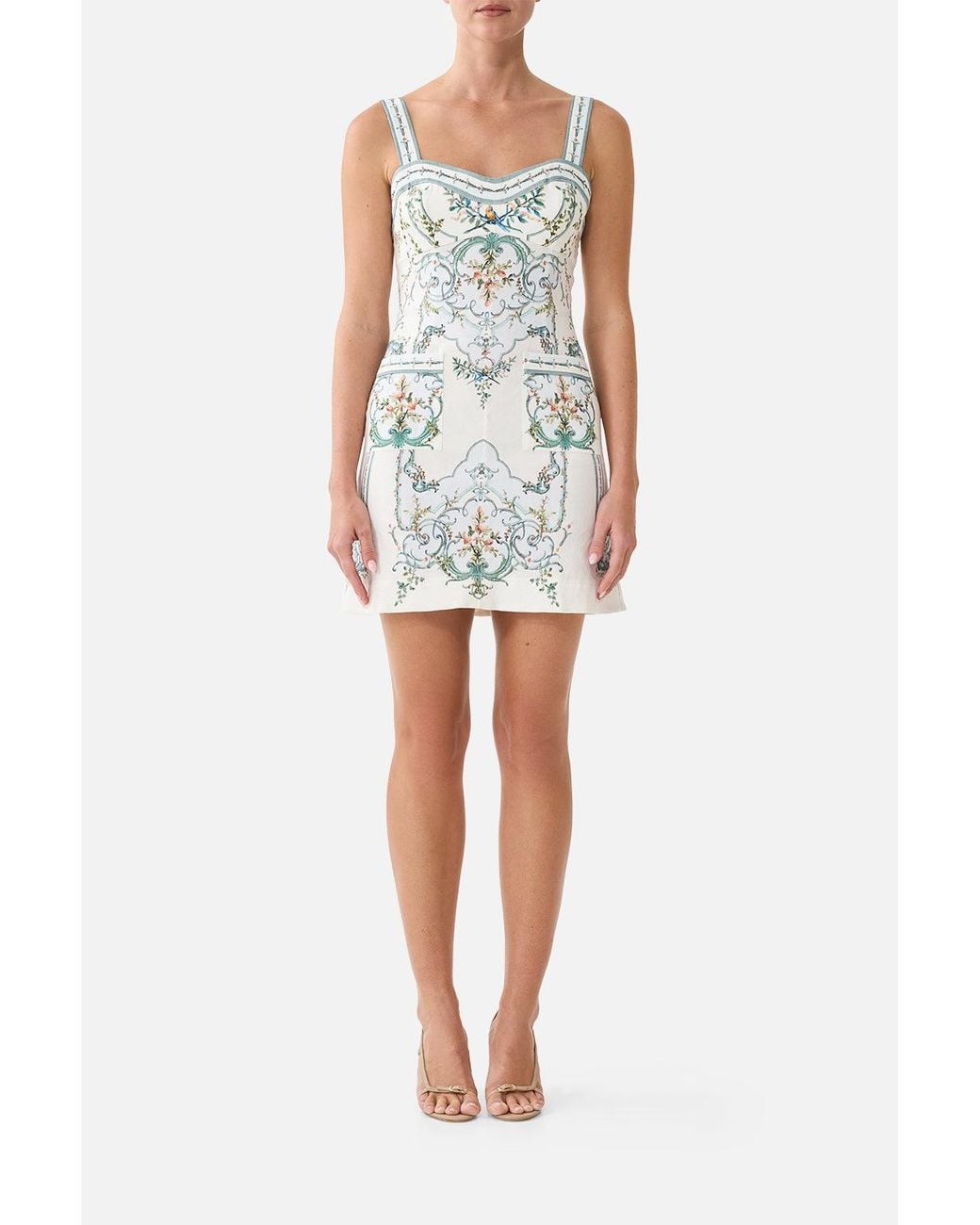 Camilla White Fitted Short Dress With Topstitching Ballad Of The Bibliothèque