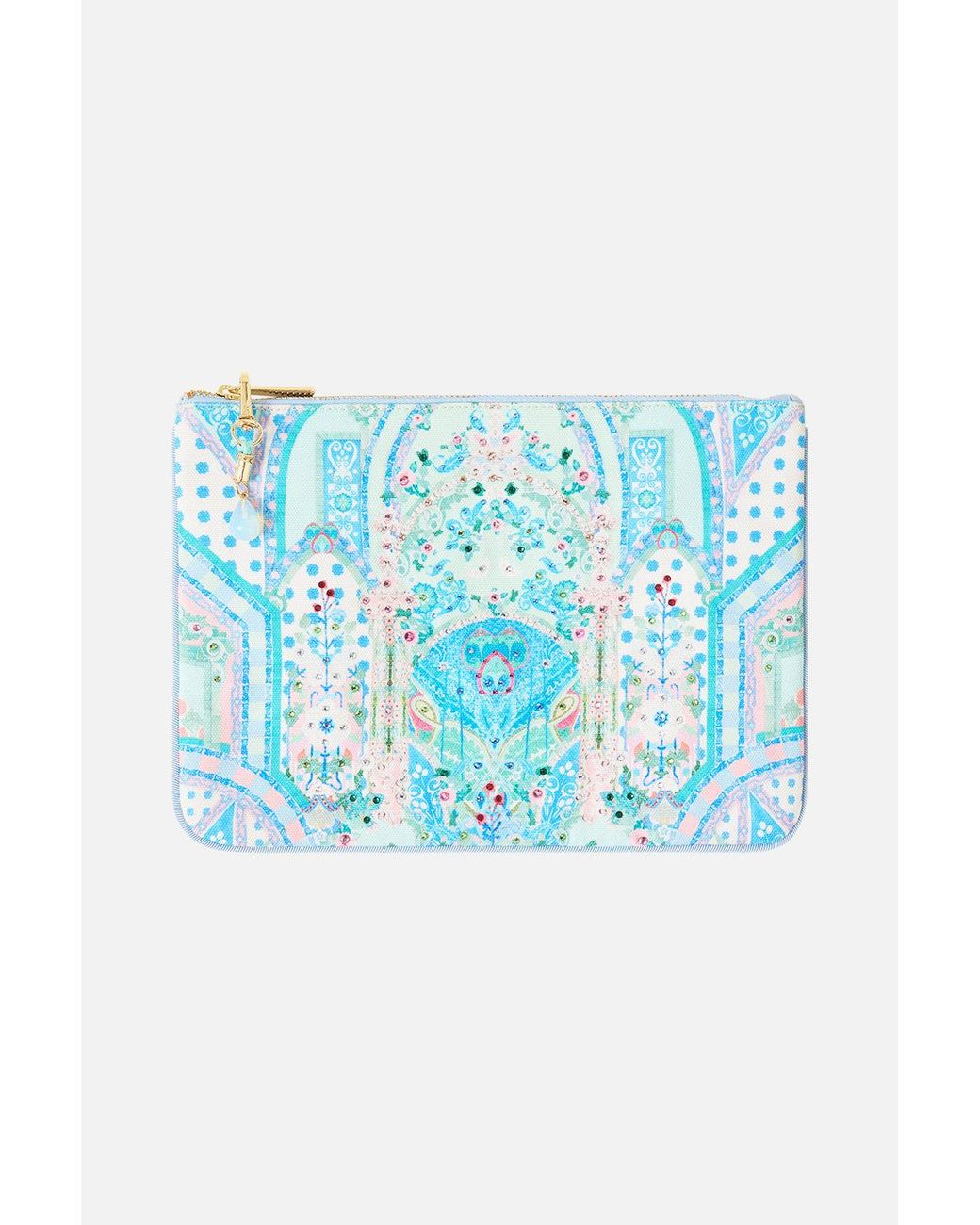 Camilla Blue Small Canvas Clutch Midsummer Mosaics