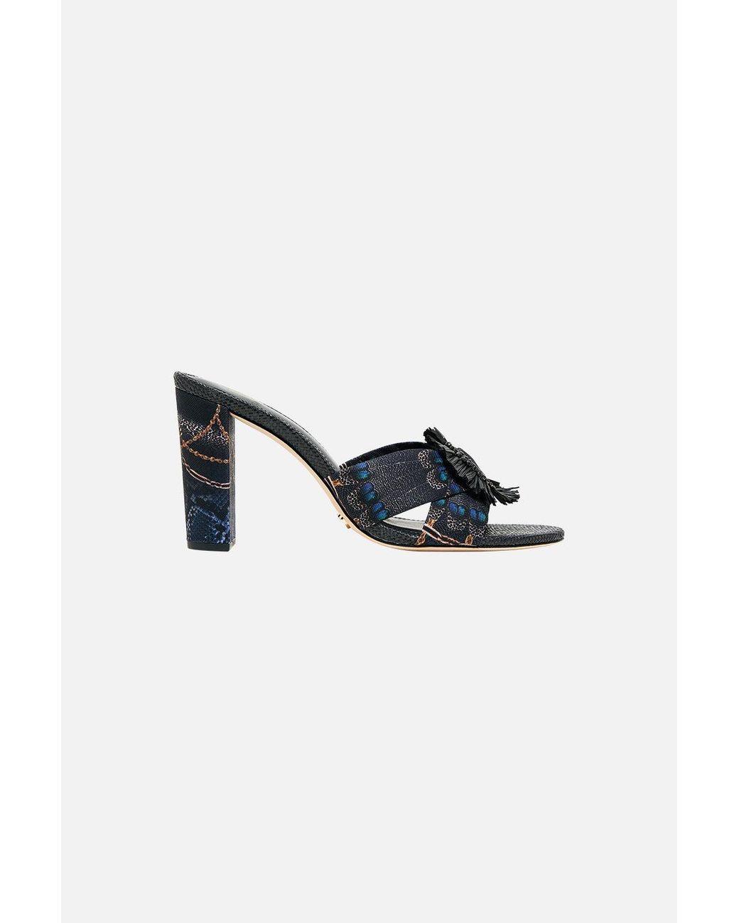 Camilla Black Azra Printed Raffia Mule Heel Song Of The Solstice