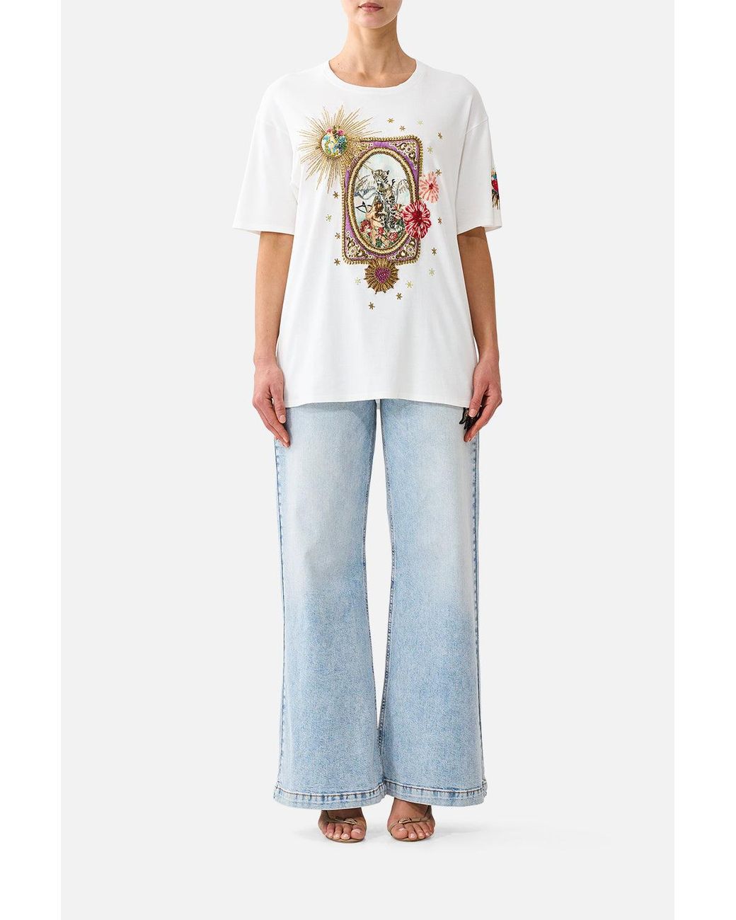 Camilla Blue Oversized Band Tee Painted Prayers