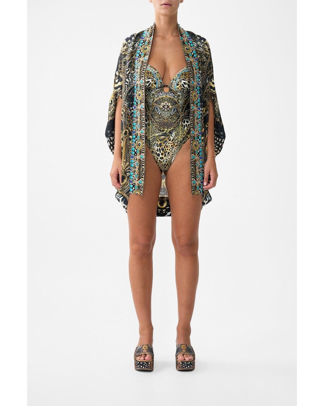 Camilla Black Open Front Cardi Cape Feline Folklore