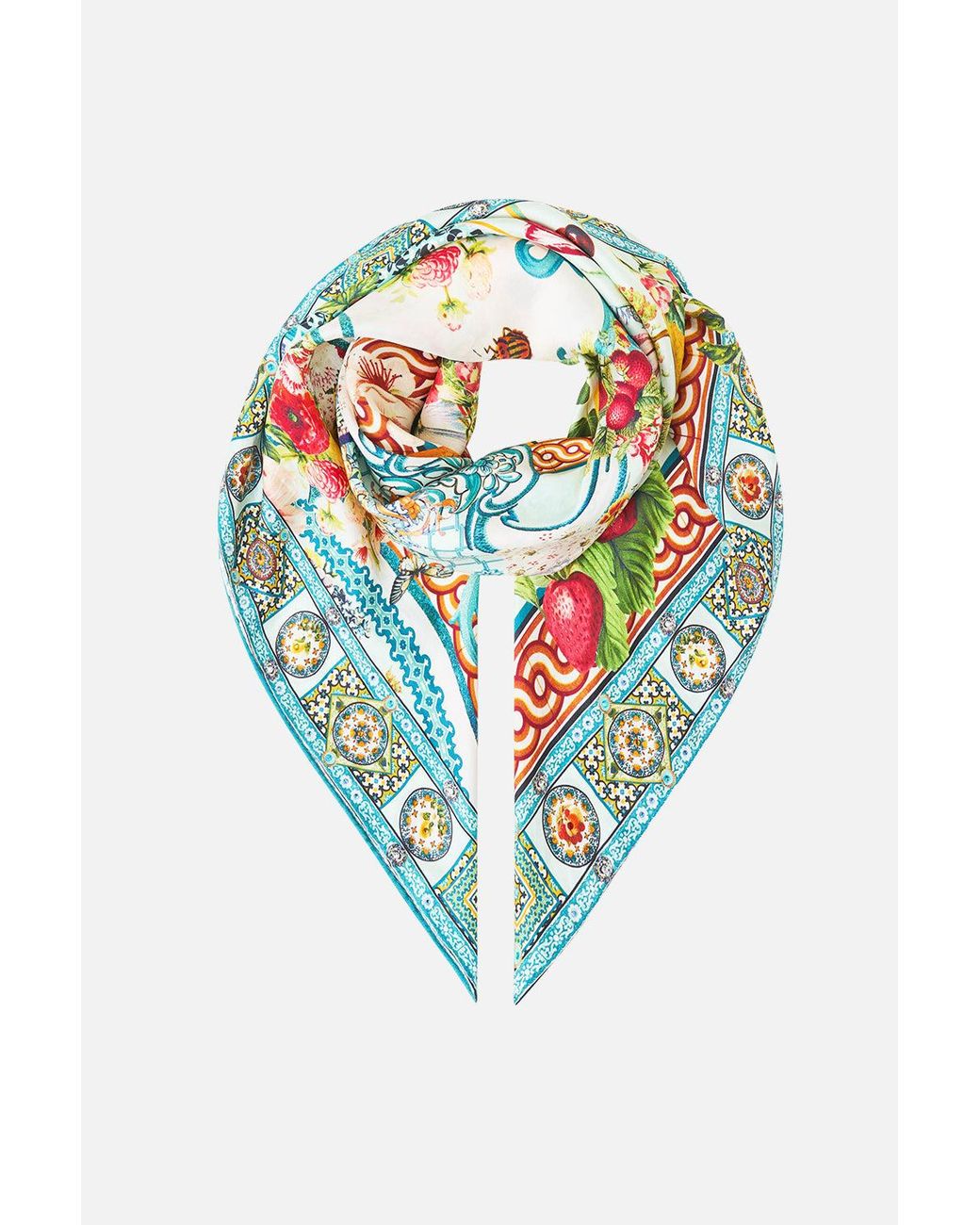 Camilla White Large Crystalled Silk Square Scarf Magic Of The Mercado