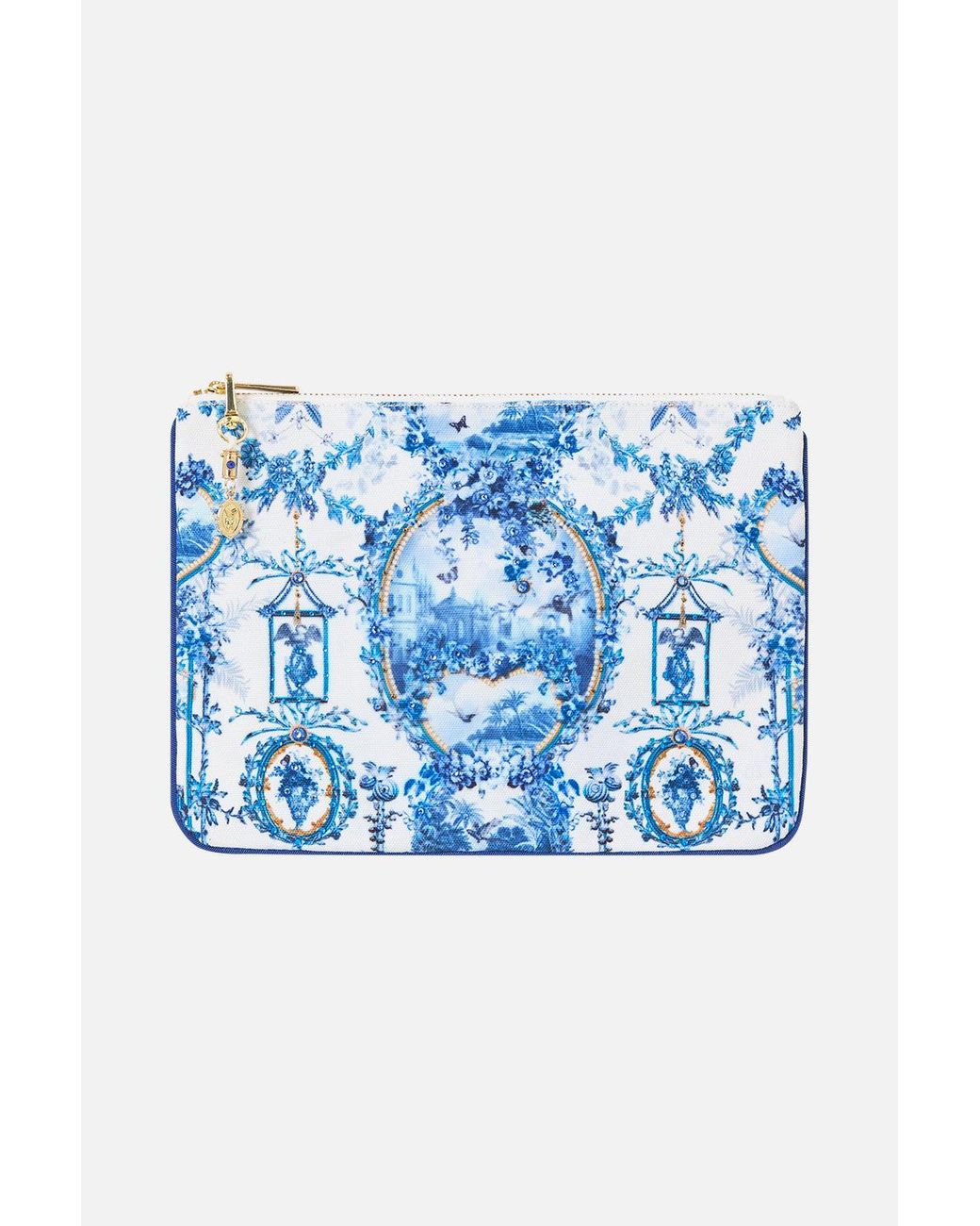 Camilla Blue Small Canvas Clutch The Porcelain Parlour