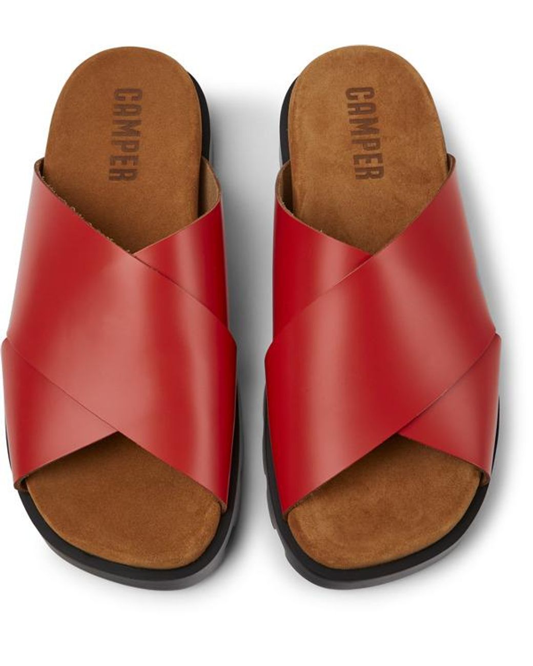 Camper Red Leather Sandals