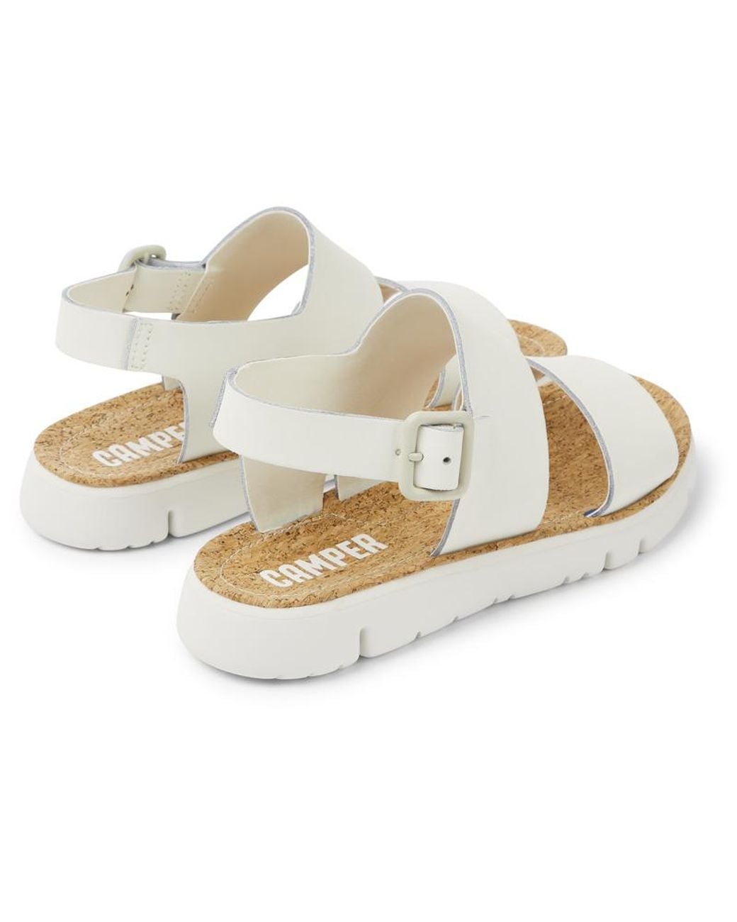 Camper White Flat Sandals