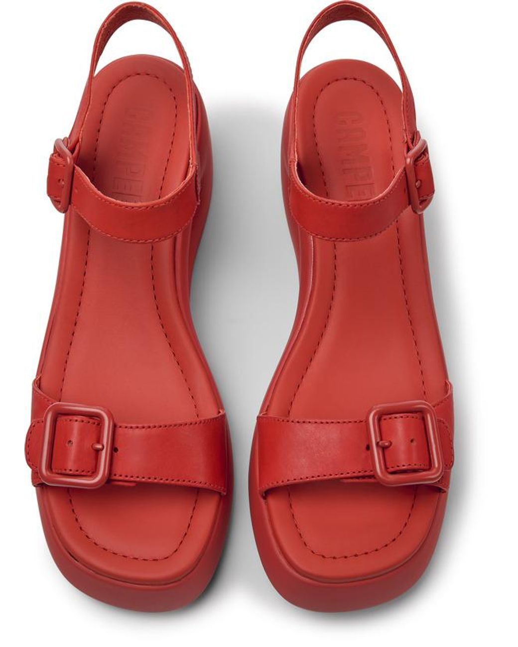 Camper Red Leather Sandals