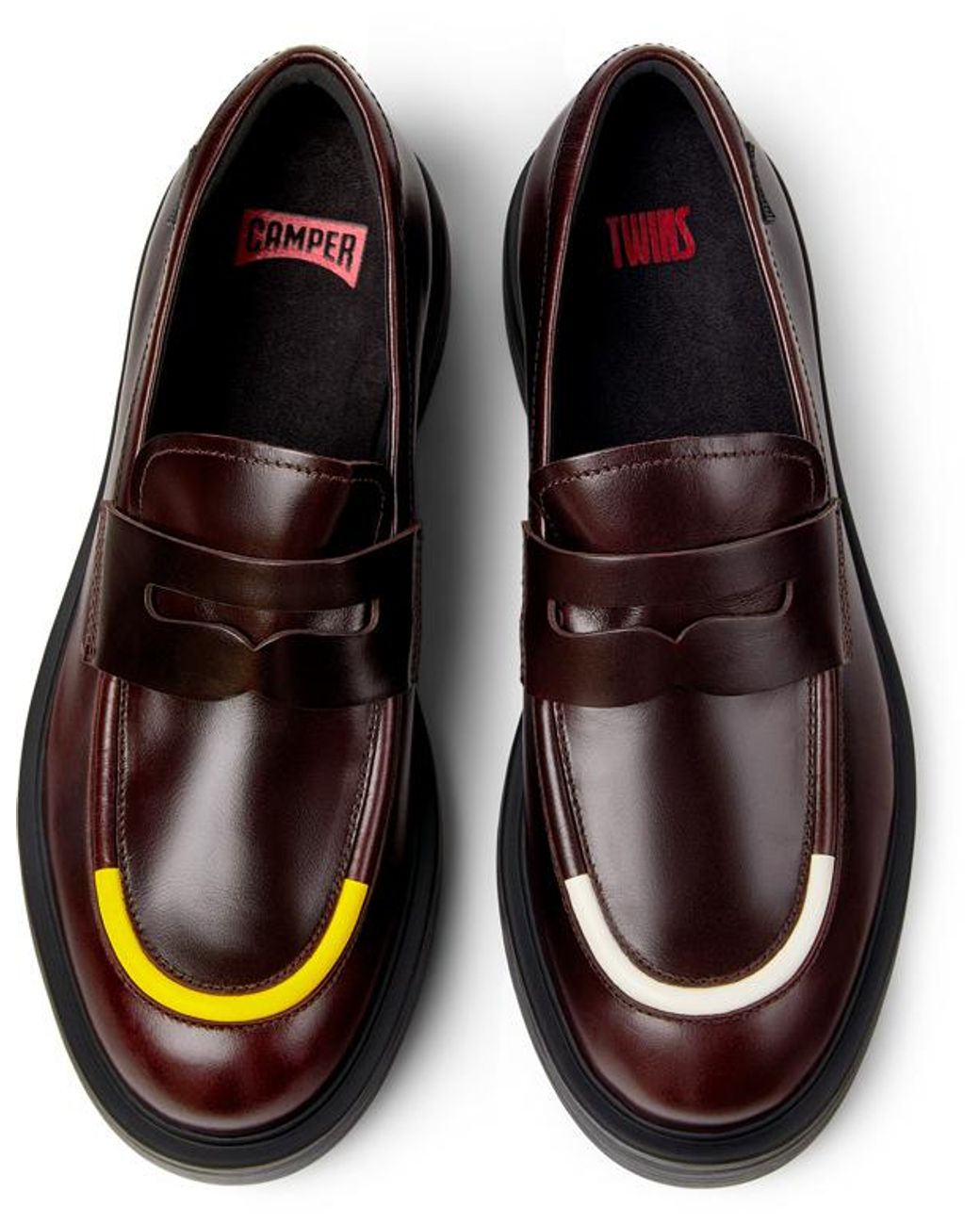 Camper Brown Twins Leather Loafers for men