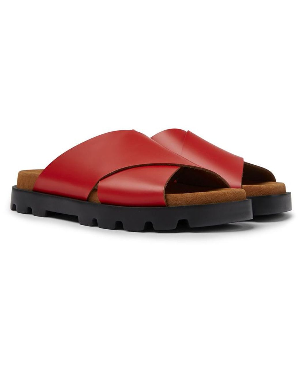 Camper Red Leather Sandals