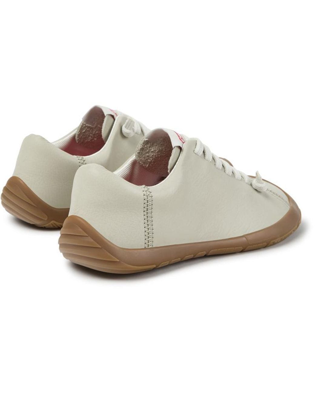 Camper White Peu Path+ Smooth Leather Slip-On Sneakers With Elastic Laces