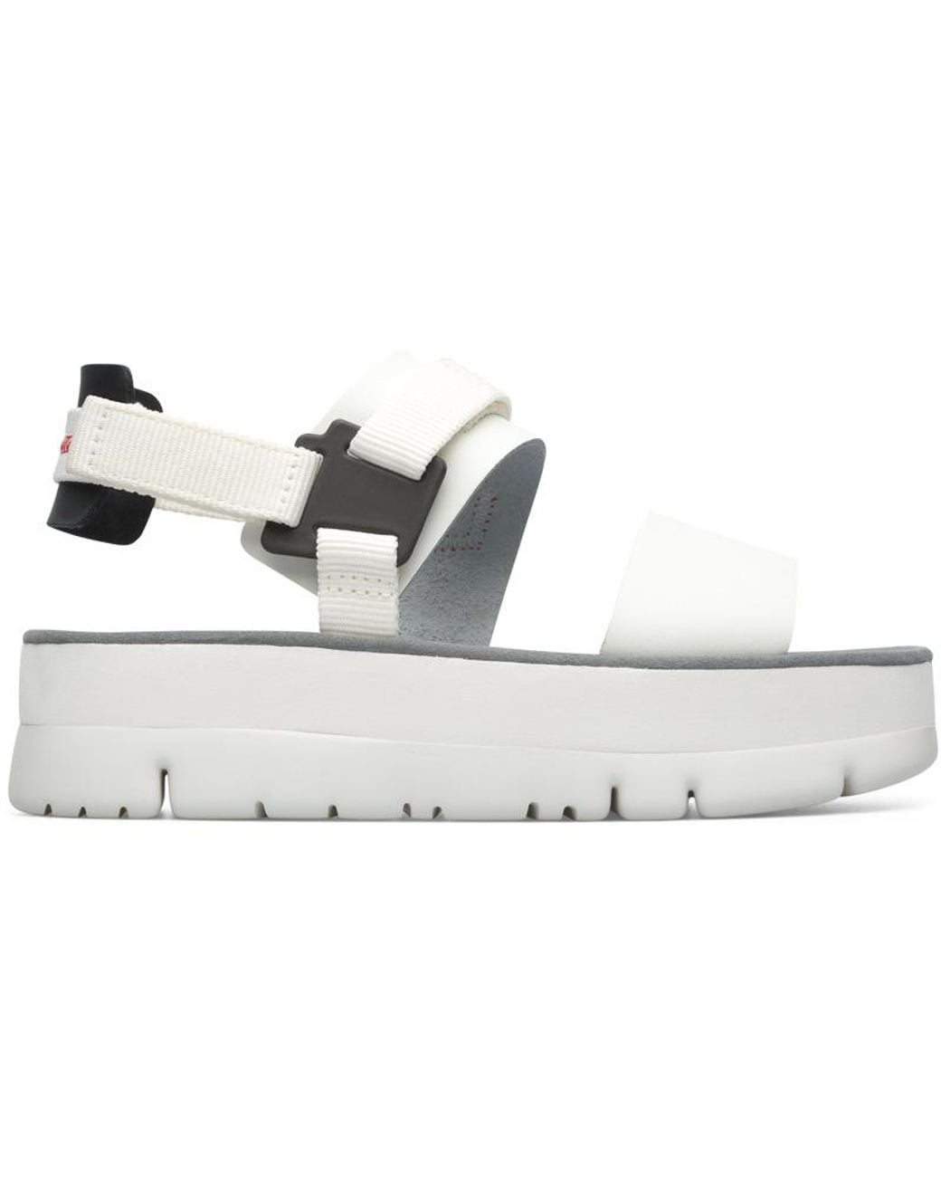 Camper White And Black Leather Sandals