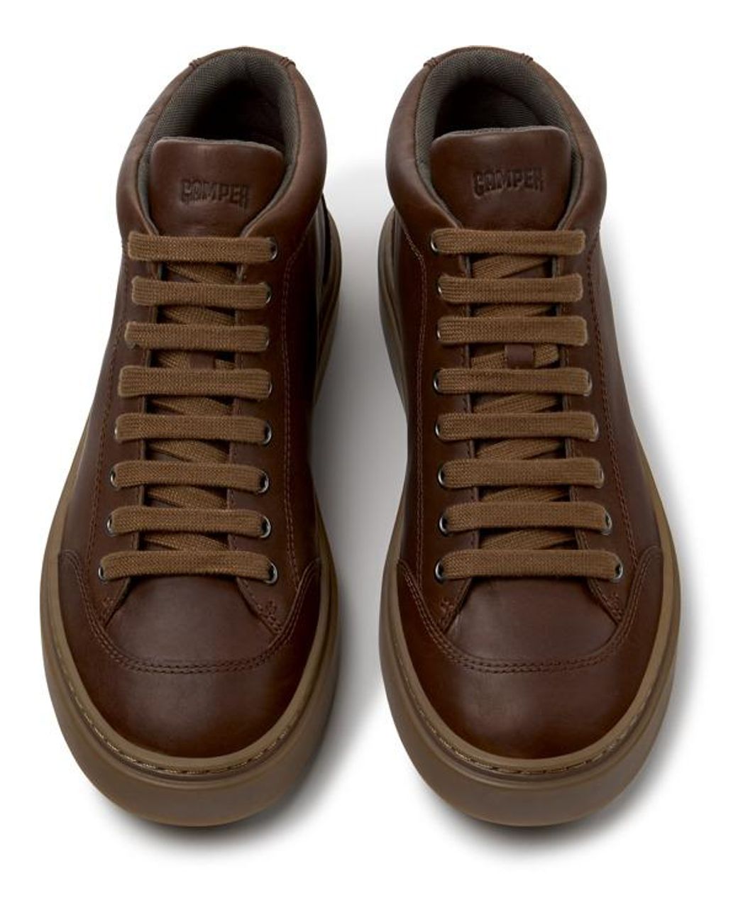 Camper Brown Runner Twentyfive Mid-Top Smooth Leather Trainers With Padded Ankle for men