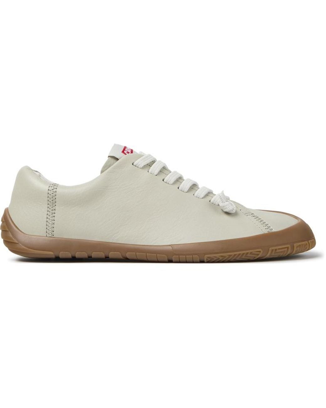 Camper White Peu Path+ Smooth Leather Slip-On Sneakers With Elastic Laces