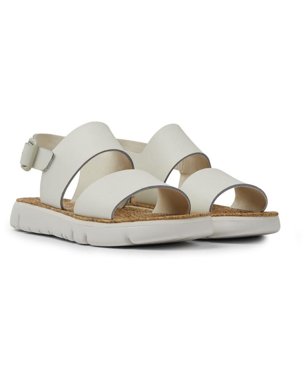 Camper White Flat Sandals