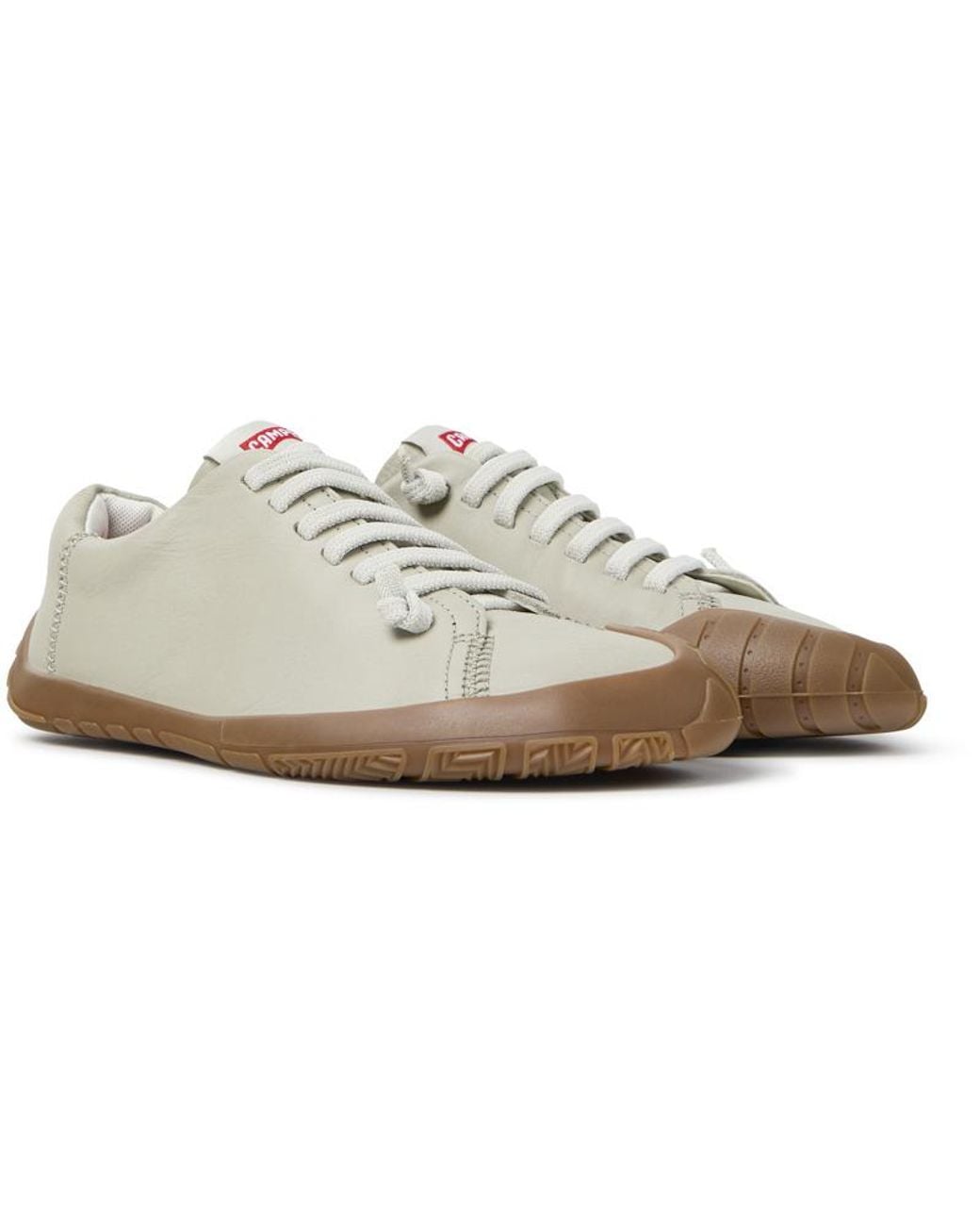 Camper White Peu Path+ Smooth Leather Slip-On Sneakers With Elastic Laces