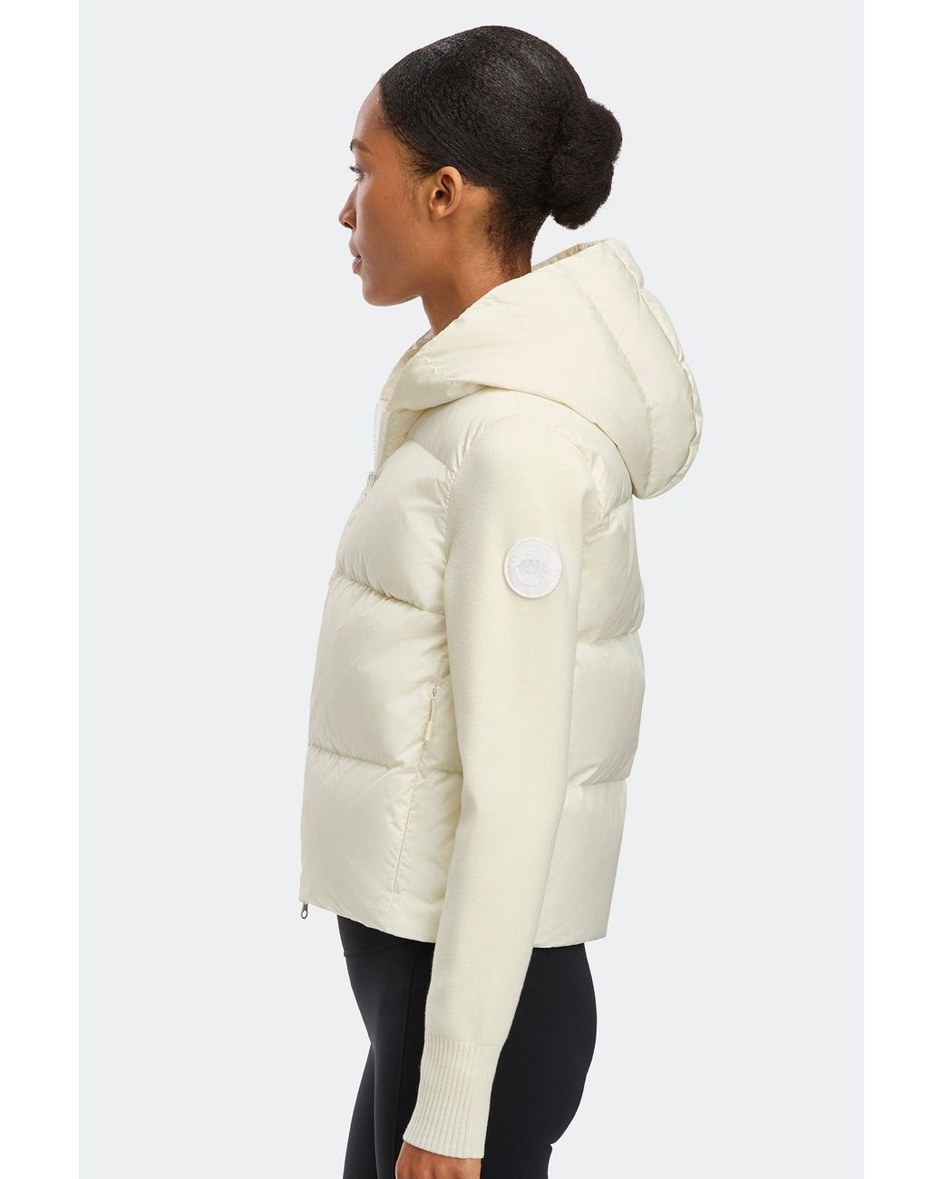 Canada Goose Natural Hybridge Wide Quilt Knit Hoodie Tonal Disc