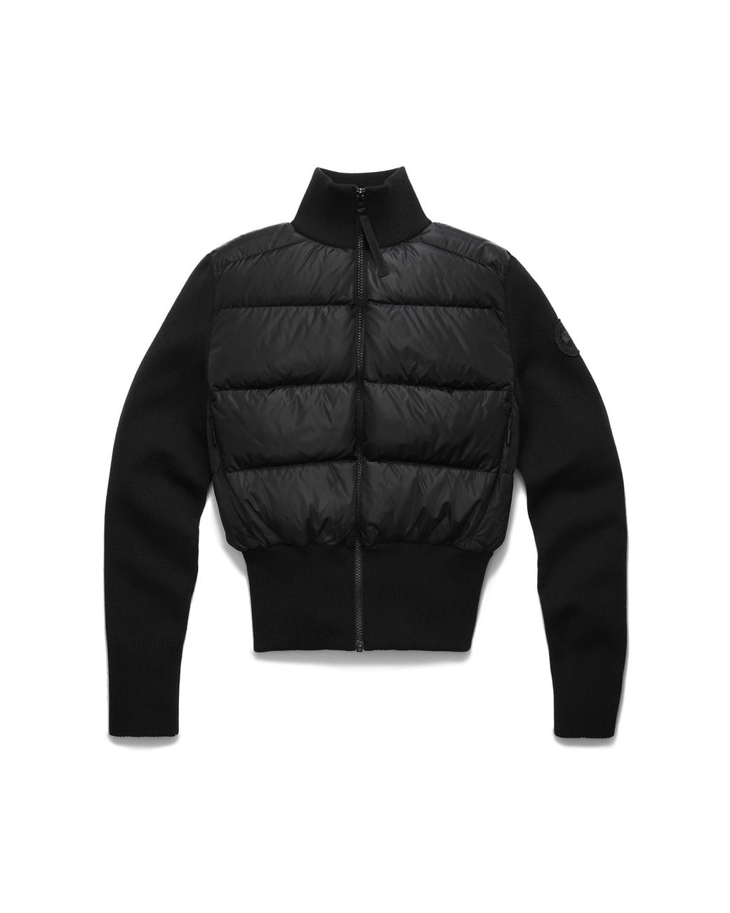 Canada Goose Black Hybridge Wide Quilt Knit Jacket Tonal Disc