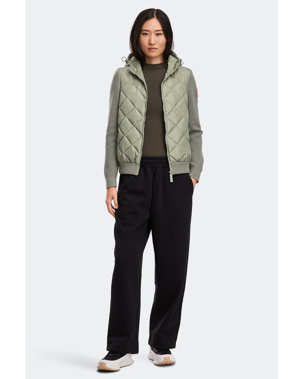 Canada Goose Green Hybridge Quilted Knit Hoodie