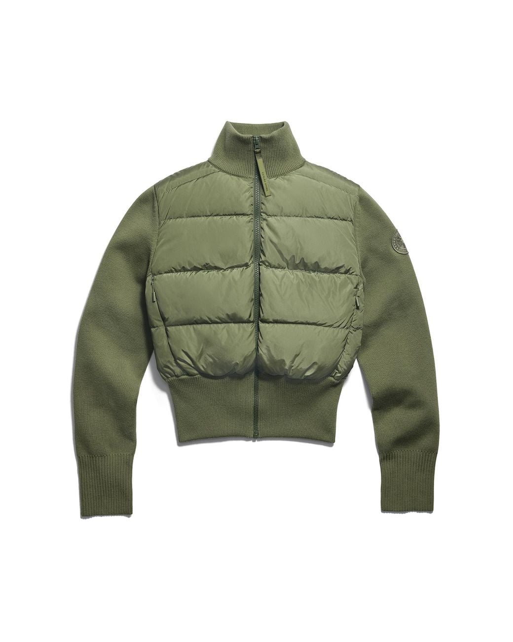 Canada Goose Green Hybridge Wide Quilt Knit Jacket Tonal Disc