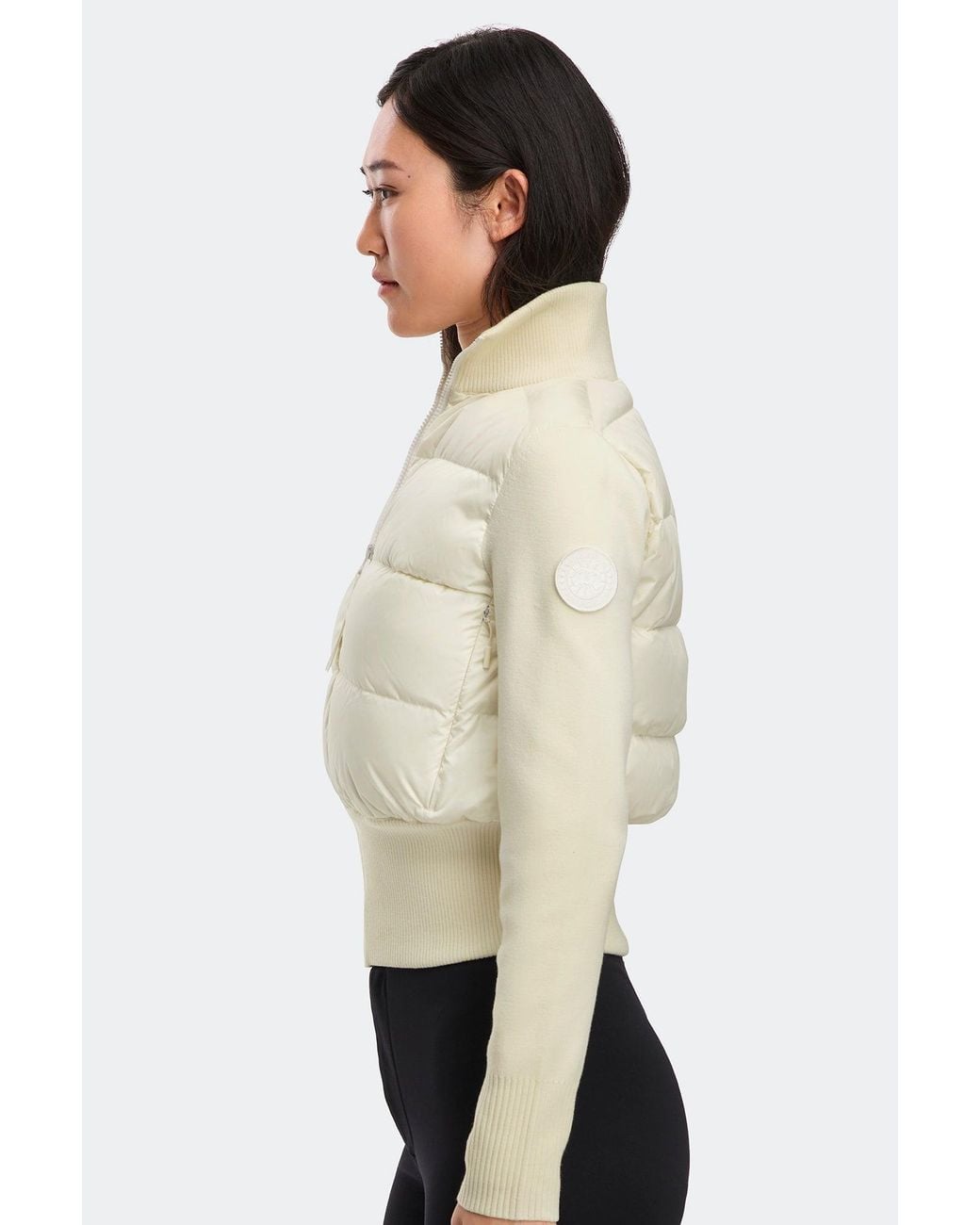 Canada Goose White Hybridge Wide Quilt Knit Jacket Tonal Disc