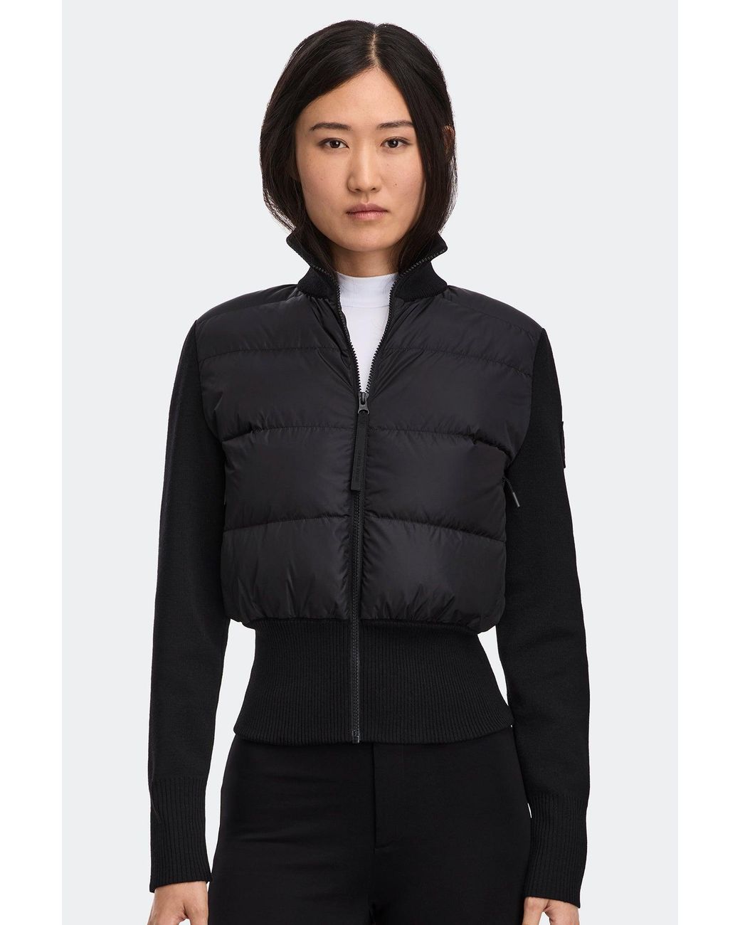 Canada Goose Black Hybridge Wide Quilt Knit Jacket Tonal Disc