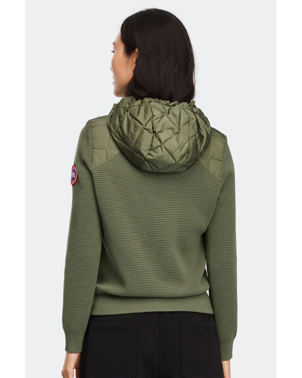 Canada Goose Green Hybridge Quilted Knit Hoodie