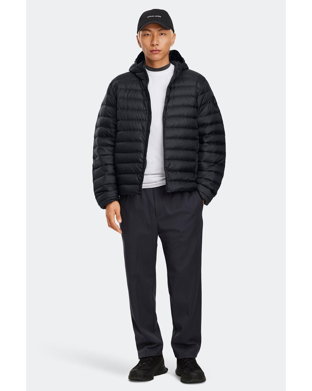 Canada Goose Black Stratus Hoodie Tonal Disc for men