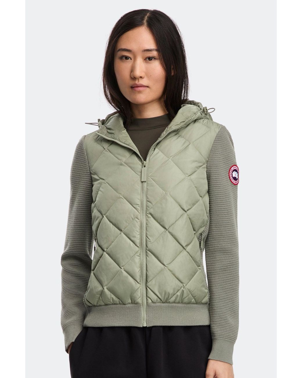 Canada Goose Green Hybridge Quilted Knit Hoodie