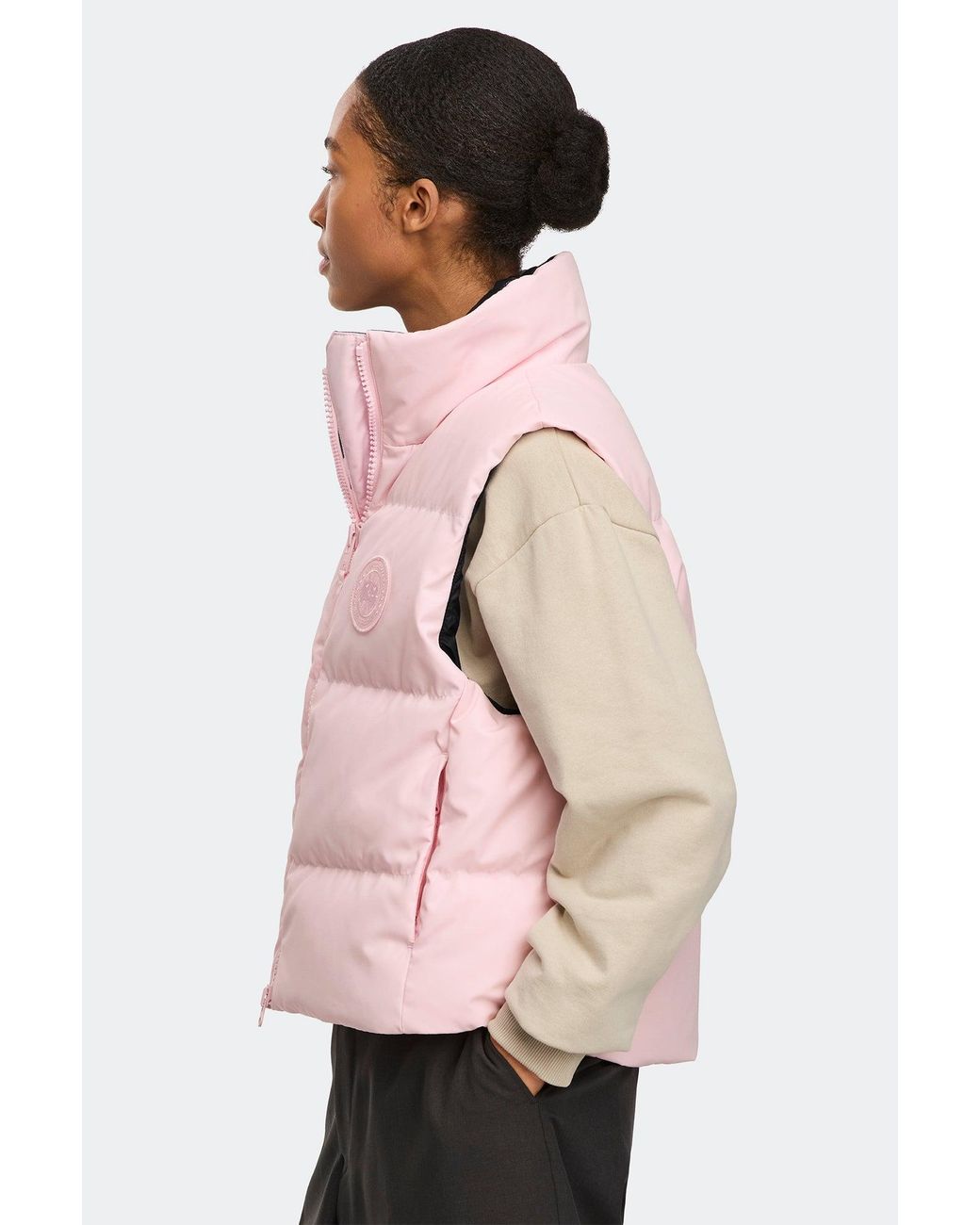 Canada Goose Pink Grandview Cropped Vest Tonal Disc