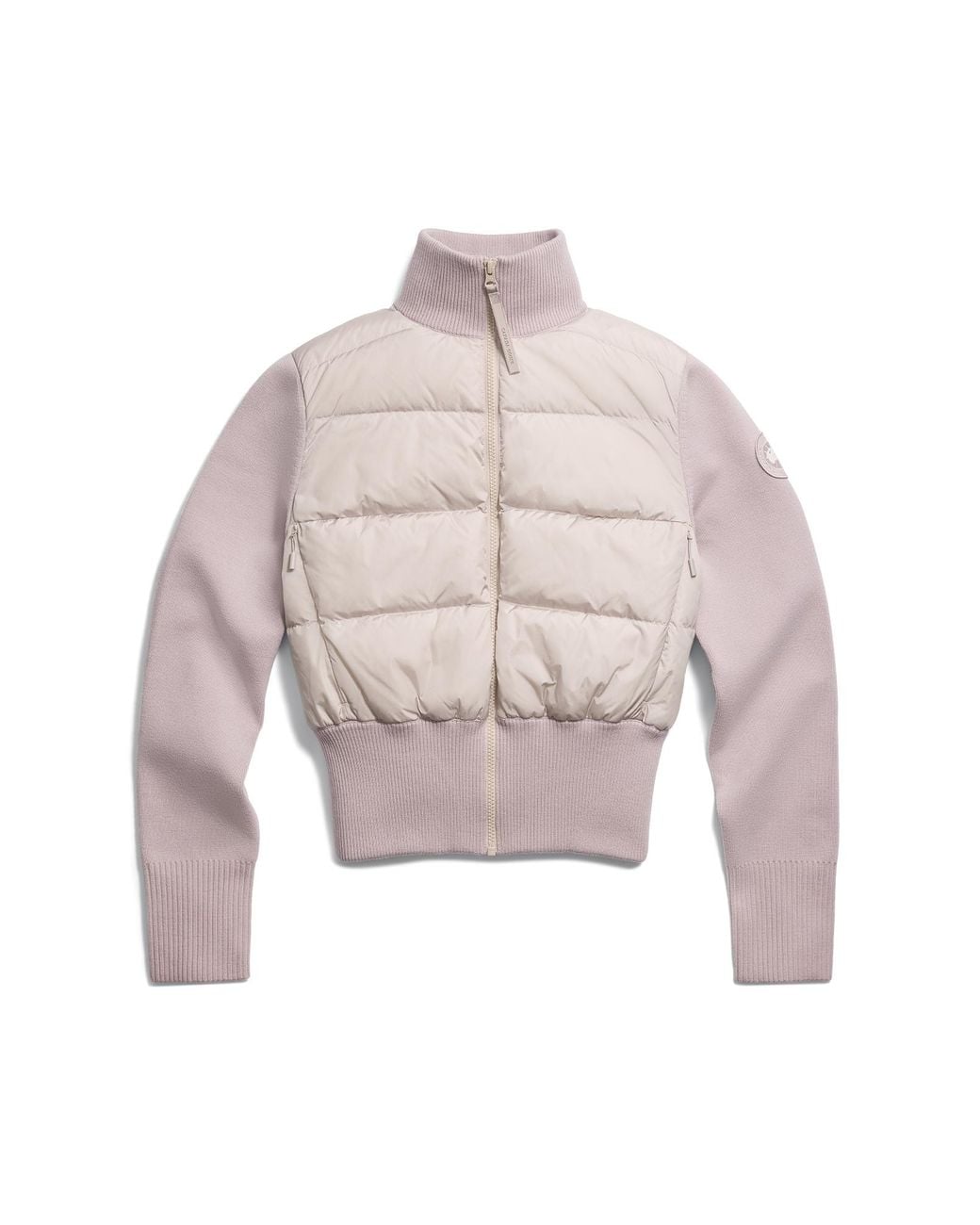 Canada Goose White Hybridge Wide Quilt Knit Jacket Tonal Disc