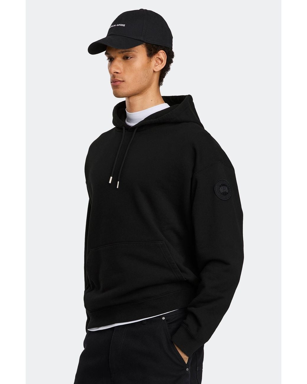 Canada Goose Black Rove Hoodie Tonal Disc for men