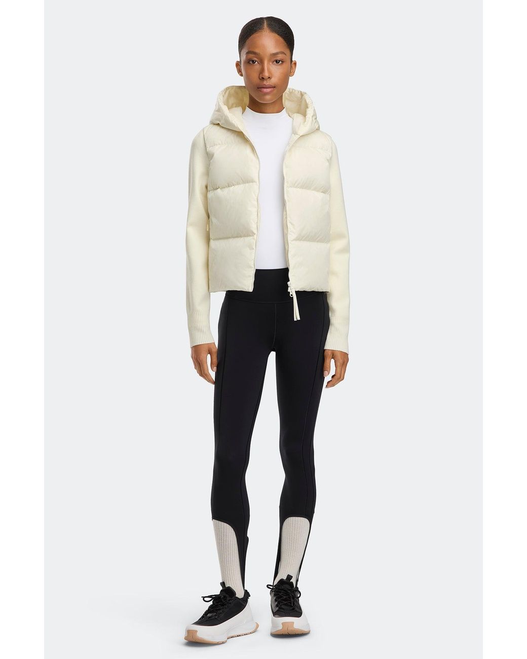 Canada Goose Natural Hybridge Wide Quilt Knit Hoodie Tonal Disc