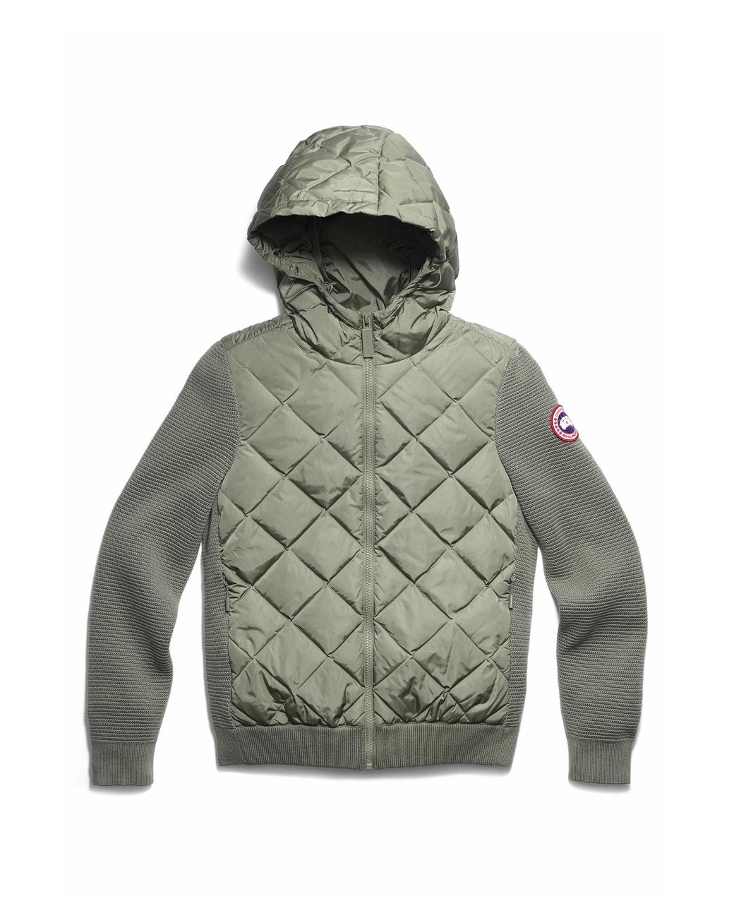 Canada Goose Green Hybridge Quilted Knit Hoodie