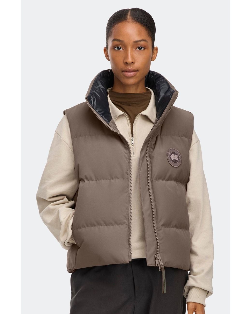 Canada Goose Brown Grandview Cropped Vest Tonal Disc