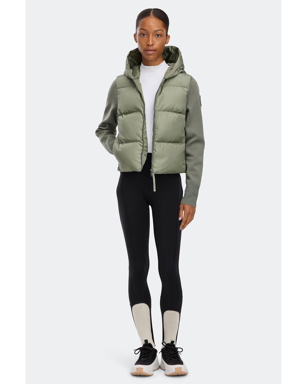 Canada Goose Green Hybridge Wide Quilt Knit Hoodie Tonal Disc